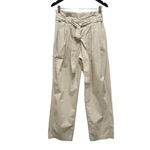Sayaka Davis Belted Tucked Ecru Wide Leg Trousers Size Medium